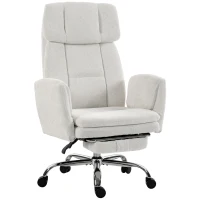 HOMCOM Big and Tall Office Chair with Flip Armrests for Cross Legged Sitting, 400 lbs Heavy Duty Computer Desk Chair, Cream(m-2)