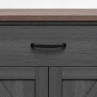 HOMCOM 30" Buffet Cabinet, Farmhouse Sideboard with 1.2" Thick Top, 2 Barn Doors, Drawer and Adjustable Shelf, Black(m-10)