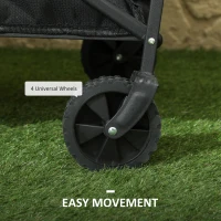 Outsunny Collapsible Folding Garden Cart, Heavy Duty Lawn Wagon with Universal Wheels and Adjustable Handle, Black(m-7)