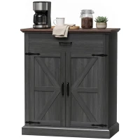 HOMCOM 30" Buffet Cabinet, Farmhouse Sideboard with 1.2" Thick Top, 2 Barn Doors, Drawer and Adjustable Shelf, Black(m-2)