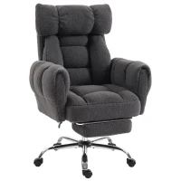 HOMCOM Criss Cross Office Chair with Flip-Up Armrests, Reclining Desk Chair with Wide Seat, Footrest, Wheels, Dark Gray(m-1)