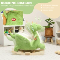 Qaba Baby Rocking Horse, Kids Ride On Dragon Toy with Realistic Dragon Roar and Safety Belt for Kids 18–36 Months, Green(m-4)