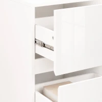 HOMCOM Modern Nightstand Set of 2, Narrow Bedside Table with 2 Drawers and High Gloss Drawer Fronts for Bedroom, White(m-10)