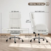HOMCOM Big and Tall Office Chair with Flip Armrests for Cross Legged Sitting, 400 lbs Heavy Duty Computer Desk Chair, Cream(m-3)