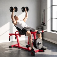 Soozier 3-in-1 Leg Extension and Curl Machine, 660LBS Heavy Duty Adjustable Weight Bench with Leg Developer, Red(m-8)
