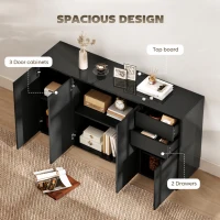 HOMCOM Kitchen Sideboard Storage Cabinet, Modern Coffee Bar Cabinet with Push-Open Design and 2 Drawers for Living Room, Black(m-4)