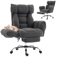 HOMCOM Criss Cross Office Chair with Flip-Up Armrests, Reclining Desk Chair with Wide Seat, Footrest, Wheels, Dark Gray(m-11)