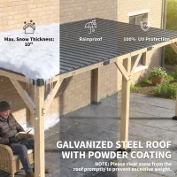 Outsunny 10' x 20' Wooden Gazebo, Hardtop Lean-to Gazebo Pergola with Galvanized Steel Sloped Roof, Light Walnut(m-4)