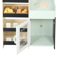 Qaba Kids Grocery Store Playset, Wooden Play Store with Play Food, Cash Register, Chalkboard, 44 Accessories for Ages 3-6(m-9)