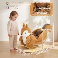 Qaba Rocking Horse for Toddlers 1-3 Years, Squirrel Baby Rocking Horse with Animal Sound, Safety Belt, Brown(m-3)