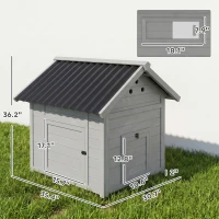 PawHut Duck Coop, Wooden Duck House with Openable Roof & Double Doors, Light Gray(m-4)