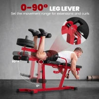 Soozier 3-in-1 Leg Extension and Curl Machine, 660LBS Heavy Duty Adjustable Weight Bench with Leg Developer, Red(m-5)