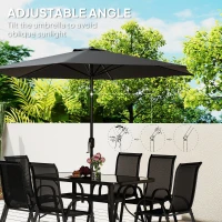 Outsunny 8 Pieces Patio Furniture Set with 9Ft Patio Umbrella, Outdoor Dining Table and Chairs, Black(m-5)