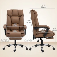 HOMCOM Executive Office Chair, Pet-Friendly Leather Ergonomic Desk Chair with Footrest, Swivel Recliner, Brown(m-3)