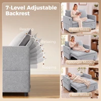 HOMCOM 51" Sofa Bed, Holland Velvet Loveseat Pull Out Sleeper Sofa with USB Ports, Adjustable Backrest, Side Pockets Grey(m-5)