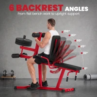 Soozier 3-in-1 Leg Extension and Curl Machine, 660LBS Heavy Duty Adjustable Weight Bench with Leg Developer, Red(m-6)