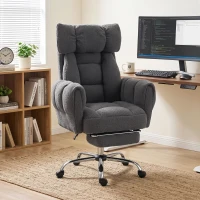 HOMCOM Criss Cross Office Chair with Flip-Up Armrests, Reclining Desk Chair with Wide Seat, Footrest, Wheels, Dark Gray(m-2)