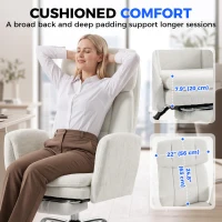 HOMCOM Big and Tall Office Chair with Flip Armrests for Cross Legged Sitting, 400 lbs Heavy Duty Computer Desk Chair, Cream(m-6)