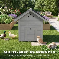 PawHut Duck Coop, Wooden Duck House with Openable Roof & Double Doors, Light Gray(m-7)