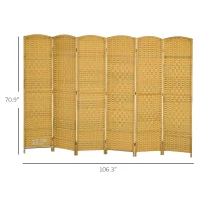 HOMCOM Folding Room Divider Screen 6 Panel 6' Tall Privacy Screen Freestanding Wood Partition for Home Office, Nature Wood(m-4)