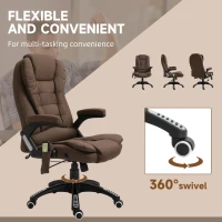 Vinsetto Reclining Massage Office Chair, Executive Office Chair with High Back, Swivel Wheels, Brown(m-8)