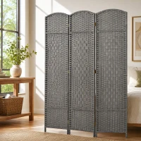 HOMCOM Folding Room Divider Screen 3 Panel 6' Tall Privacy Screen Freestanding Wood Partition for Home Office, Mixed Gray(m-11)