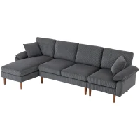 HOMCOM L-Shape Sofa, Modern Sectional Couch with Changeable Chaise Lounge, Pillows and Wooden Legs for Living Room, Dark Grey(m-2)