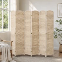HOMCOM Folding Room Divider Screen 6 Panel 6' Tall Privacy Screen Freestanding Wood Partition for Home Office, Washed Oak(m-12)