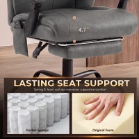HOMCOM Massage Office Chair Vibration Computer Chair Heated Reclining PU Leather Footrest Height Adjustable Gray(m-5)