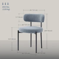 HOMCOM 4 Pieces Kitchen Chairs, Modern Dining Chairs w/ Berber Fleece Upholstery and Steel Legs for Living Room, Grey(m-3)