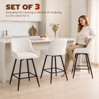 HOMCOM Kitchen Island Chairs Counter Height Bar Stools with Swivel Linen Seat and Footrest, Cream White(m-4)