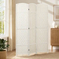 HOMCOM Folding Room Divider Screen 3 Panel 6' Tall Privacy Screen Freestanding Wood Partition for Home Office, White(m-13)
