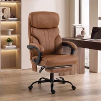 HOMCOM Massage Office Chair Vibration Computer Chair Heated Reclining PU Leather Footrest Height Adjustable Brown(m-10)
