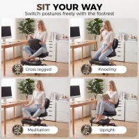 HOMCOM Ergonomic Cross Legged Office Chair, 360° Swivel Meditation Desk Chair with Wheels and Detachable Wider Footrest, Black(m-4)