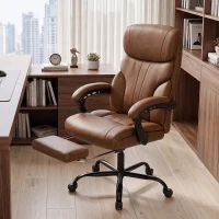 HOMCOM Massage Office Chair Vibration Computer Chair Heated Reclining PU Leather Footrest Height Adjustable Brown(m-8)