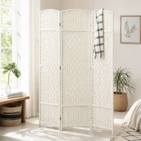 HOMCOM Folding Room Divider Screen 3 Panel 6' Tall Privacy Screen Freestanding Wood Partition for Home Office, White(m-12)