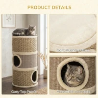 PawHut 28 Inch Cat Condo, 3 Story Cat Hideaway with Sisal Scratching Pad(m-5)
