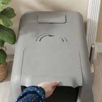PawHut 2 in 1 Stainless Steel Cat Litter Box with Removable Lid, Scoop, Filter Bags, for Small to Large Cats, Gray(m-11)