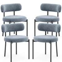 HOMCOM 4 Pieces Kitchen Chairs, Modern Dining Chairs w/ Berber Fleece Upholstery and Steel Legs for Living Room, Grey(m-2)