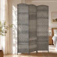 HOMCOM Folding Room Divider Screen 3 Panel 6' Tall Privacy Screen Freestanding Wood Partition for Home Office, Mixed Gray(m-3)