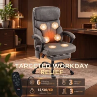 HOMCOM Massage Office Chair Vibration Computer Chair Heated Reclining PU Leather Footrest Height Adjustable Gray(m-4)