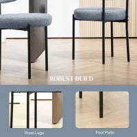 HOMCOM 4 Pieces Kitchen Chairs, Modern Dining Chairs w/ Berber Fleece Upholstery and Steel Legs for Living Room, Grey(m-6)