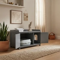 PawHut Cat Litter Box Furniture with Large Hidden Storage(m-14)