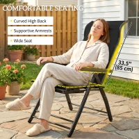 Outsunny Folding Patio Chairs Set of 2, 5-Position Outdoor Lounge Chairs with High Back, Retractable Footrest, Black(m-6)