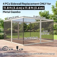 Outsunny Replacement Mosquito Netting for Gazebo 12' x 12' Black Screen Walls for Canopy with Zippers for Parties and Outdoor Activities, Cream White(m-3)