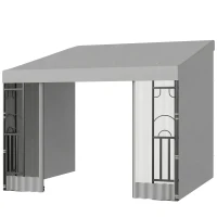 Outsunny 10' x 10' Wall Pergola, Outdoor Gazebo with 2 Curtains and 2 Nettings, UV Resistant, for Patio, Deck, Light Grey(m-2)