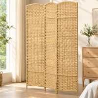 HOMCOM Folding Room Divider Screen 3 Panel 6' Tall Privacy Screen Freestanding Wood Partition for Home Office, Nature Wood(m-2)