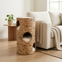 PawHut Elevated Cat Bed with Hideaways, 3 Story Kitty Tower for Indoor Cats(m-11)