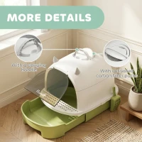 PawHut Covered Cat Litter Box with Lid, Scoop, Deodorizing Bags for Odor Control, Privacy, Easy to Clean, Green(m-7)