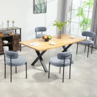 HOMCOM 4 Pieces Kitchen Chairs, Modern Dining Chairs w/ Berber Fleece Upholstery and Steel Legs for Living Room, Grey(m-8)